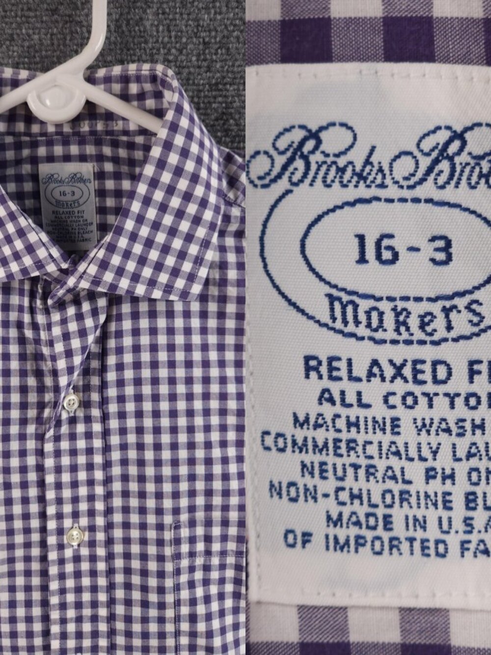 VTG Brooks Brothers Makers 16 33 Relaxed Fit Blue Check USA Button Up Shirt